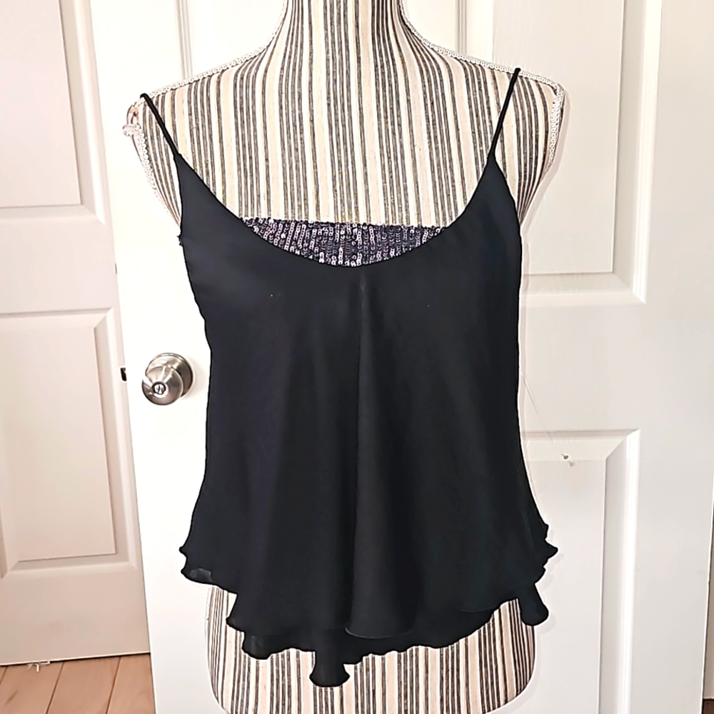 Free People Intimately Cami Tank Top Sequin Camisole Black Size XS/TP